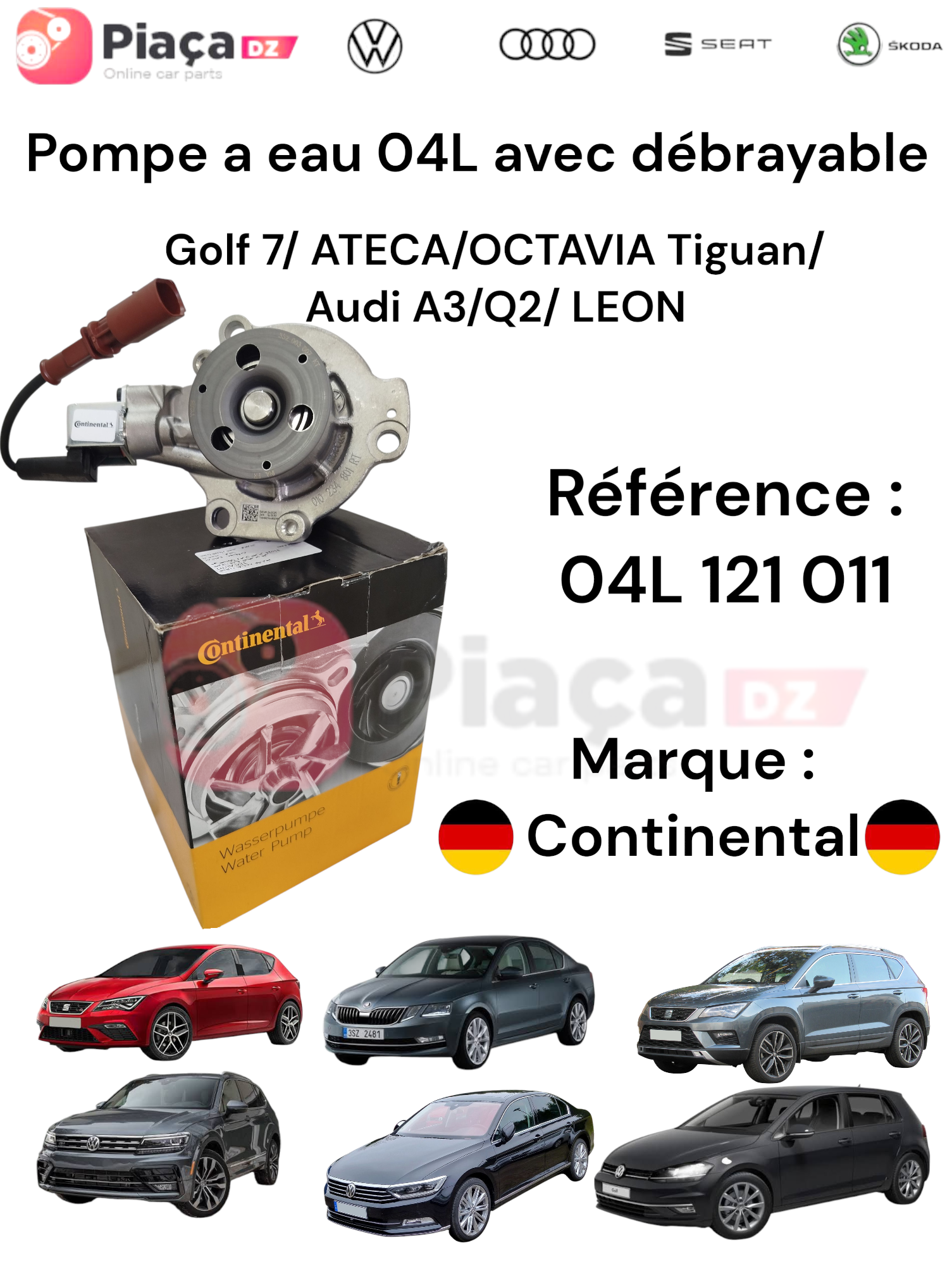 pompe a eau électrique avec débrayable 04L 2.0 TDI  Golf7 / tiguan / LEON / ATECA / PASSAT / AUDI A3 / Q2 / 